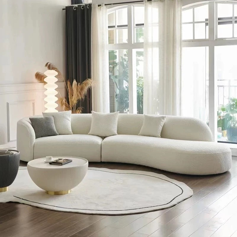 Luna Curve Sofa Bouclé White 126''