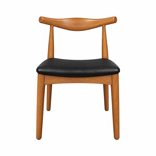 Elbow Dining Chair Black Microfibre Leather