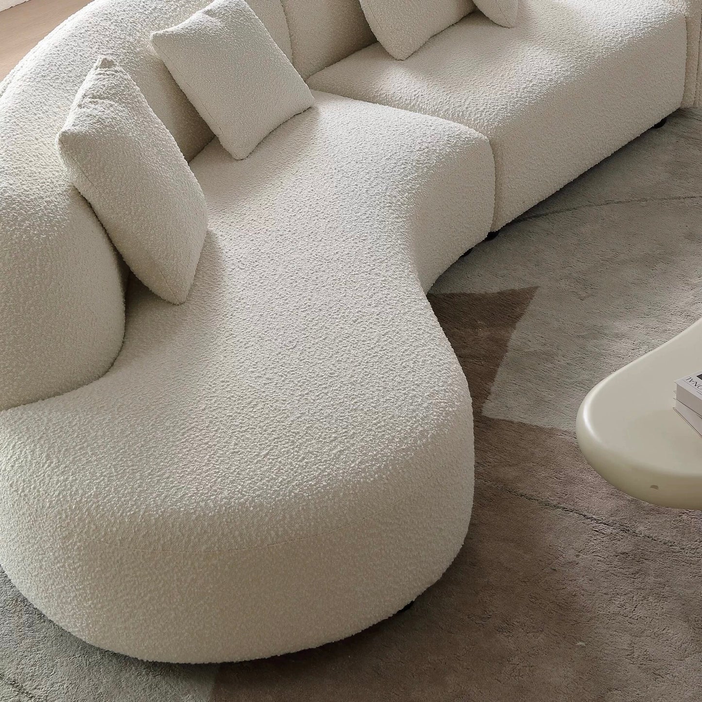 Cloudy Curve Sofa Bouclé White 126''