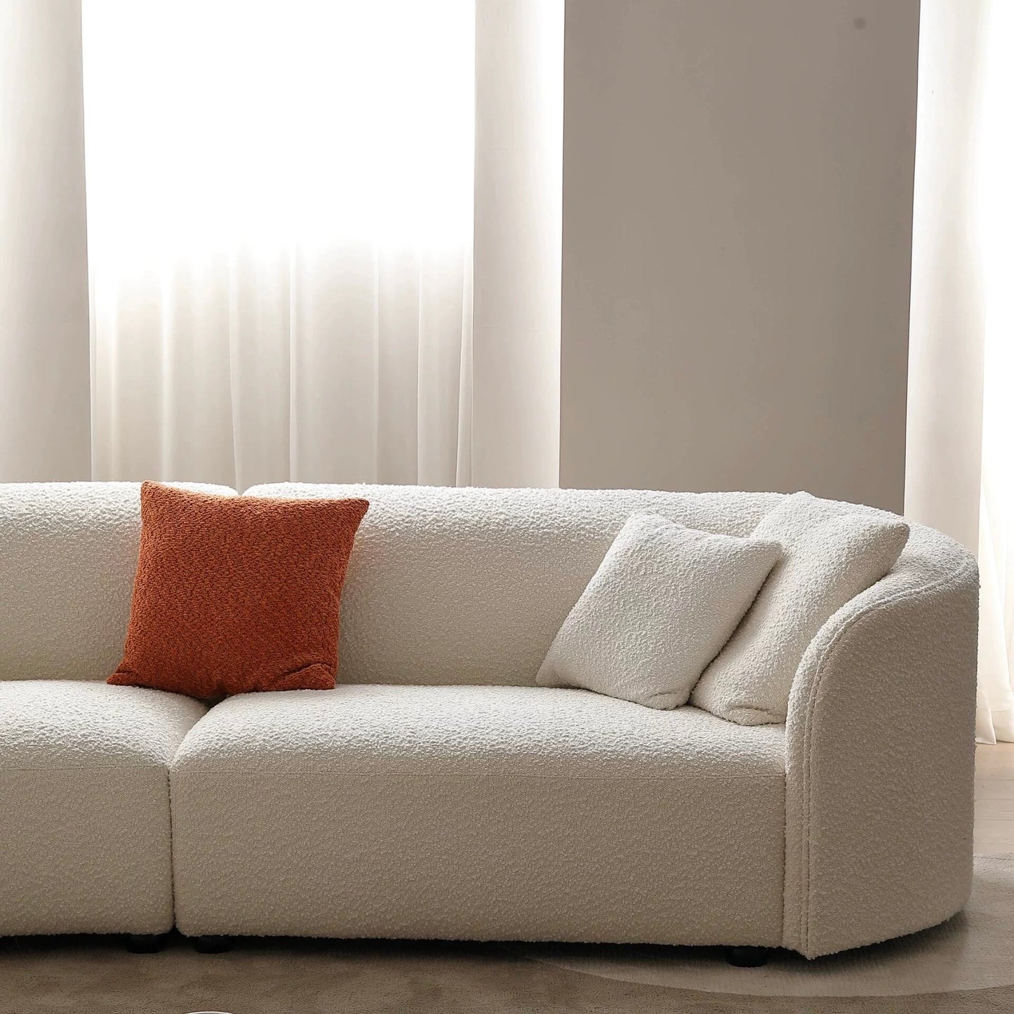 Cloudy Curve Sofa Bouclé White 126''