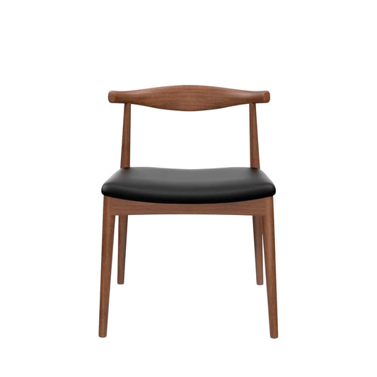 Elbow Dining Chair Black Microfibre Leather